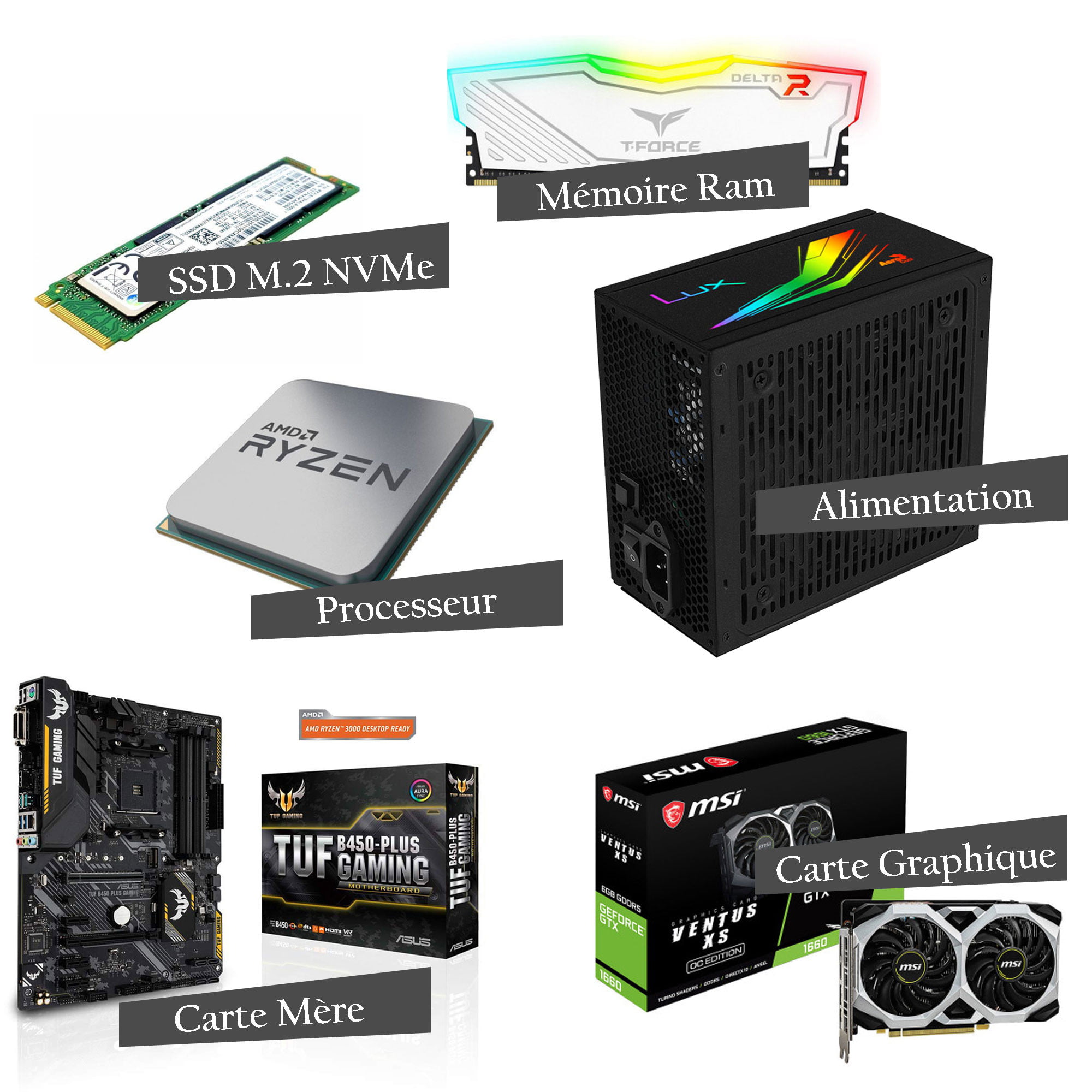 PC Gamer ALPHA V3 - AMD Ryzen™ 7 - 16 Gb - 1 To SSD NVMe - GTX 1660 6Gb ...